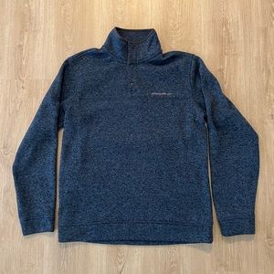 Mens M Navy Fleece Eddie Bauer 1/4 Button Up